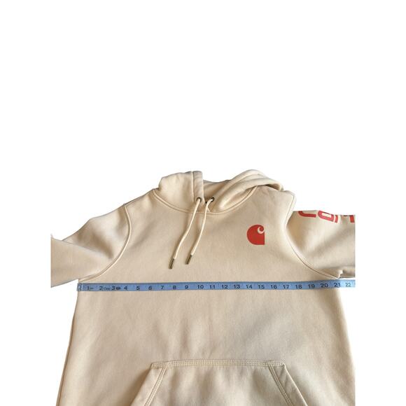 Carhartt Sweatshirt Women's Beige‎ Relaxed Fit Hoodie Long Sleeve Soft Medium - Picture 9 of 11